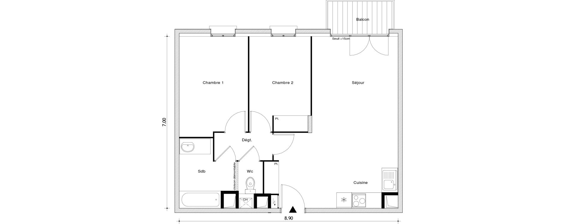 Appartement T3 de 59,74 m2 au Blanc-Mesnil Centre