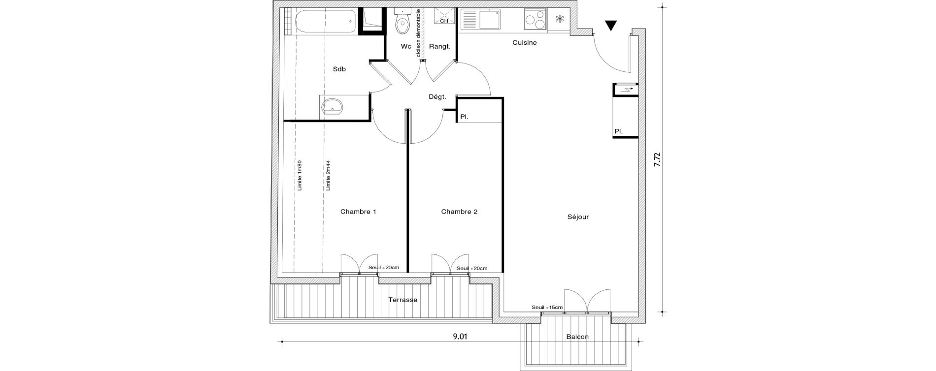 Appartement T3 de 58,42 m2 au Blanc-Mesnil Centre