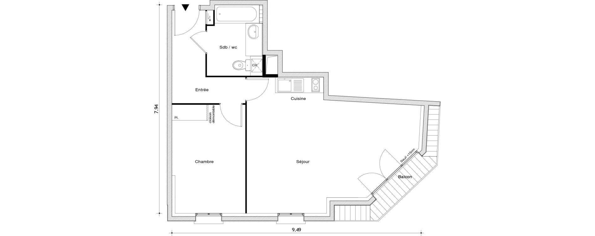 Appartement T2 de 49,57 m2 au Blanc-Mesnil Centre
