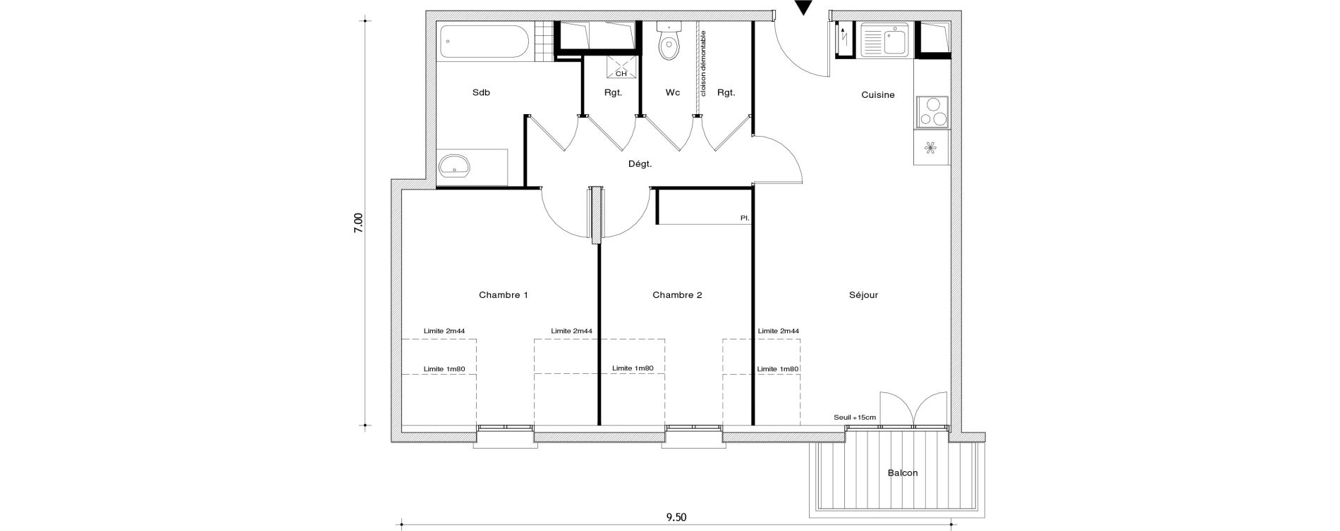 Appartement T3 de 57,62 m2 au Blanc-Mesnil Centre