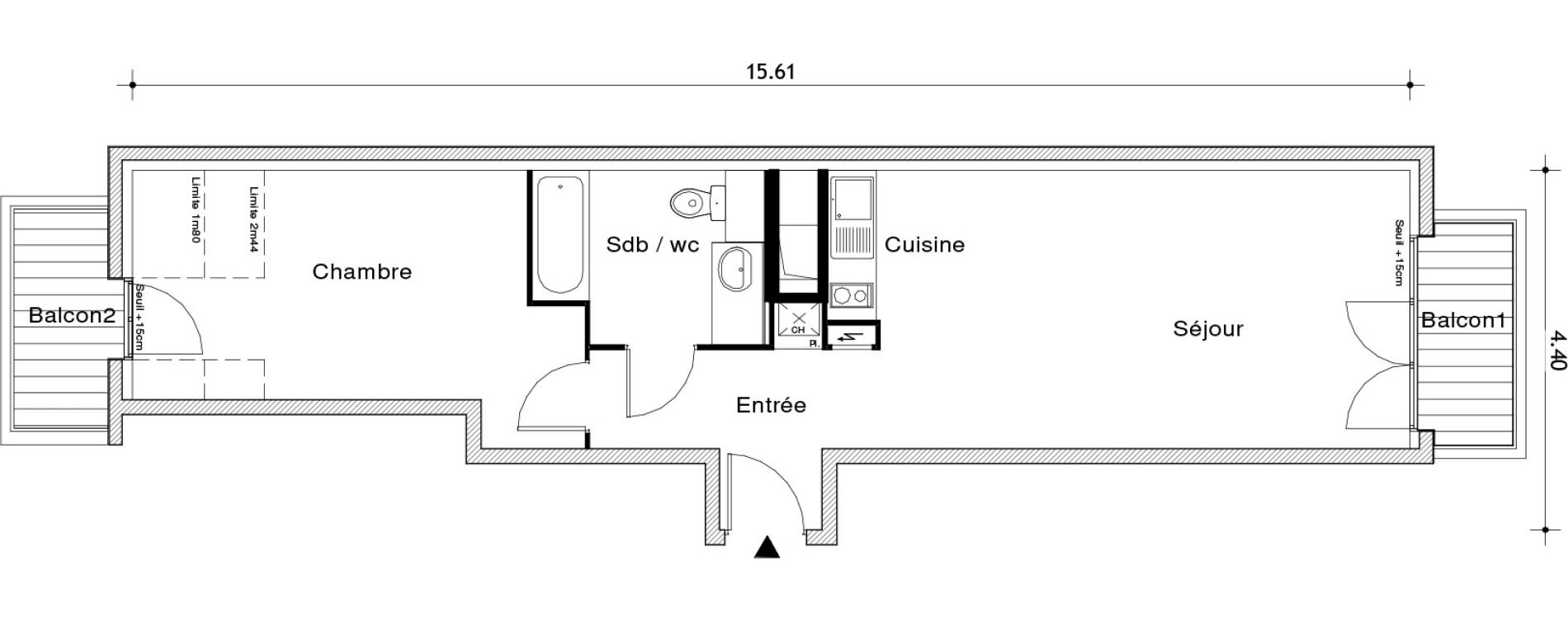 Appartement T2 de 48,36 m2 au Blanc-Mesnil Centre