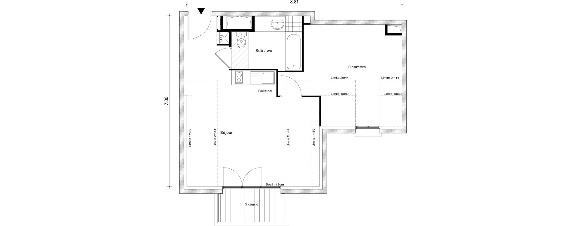 Appartement T2 de 45,46 m2 au Blanc-Mesnil Centre