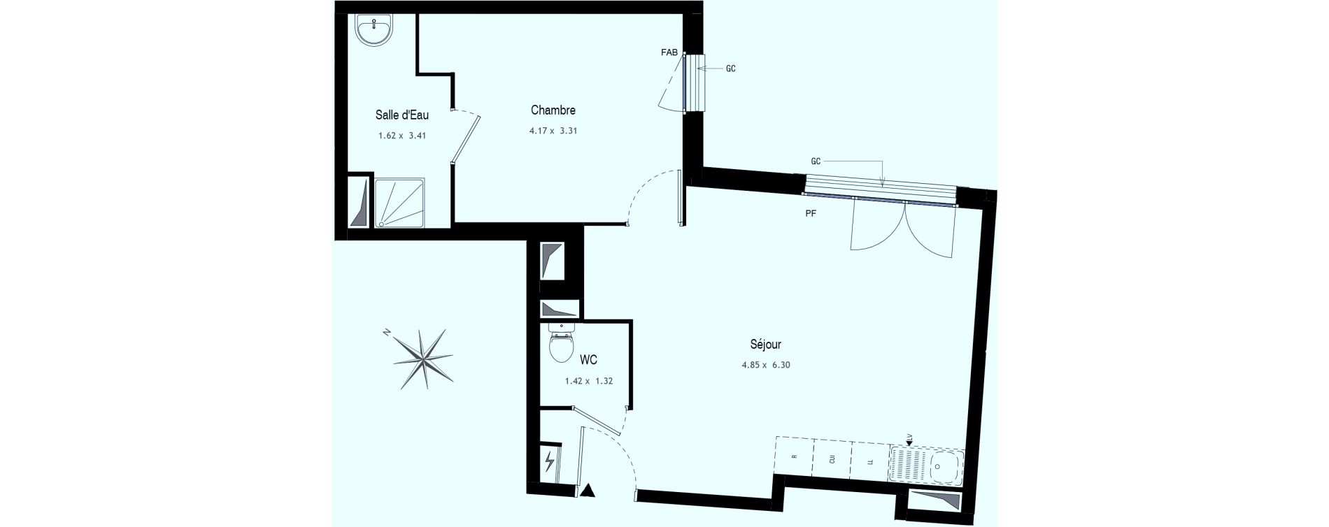 Appartement T2 de 45,92 m2 au Blanc-Mesnil Centre