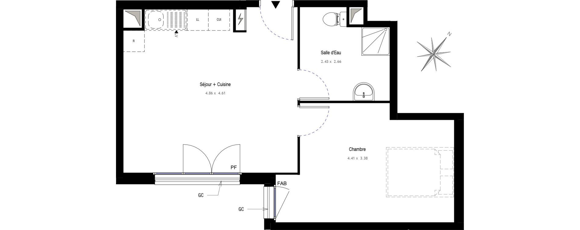 Appartement T2 de 42,38 m2 au Blanc-Mesnil Centre