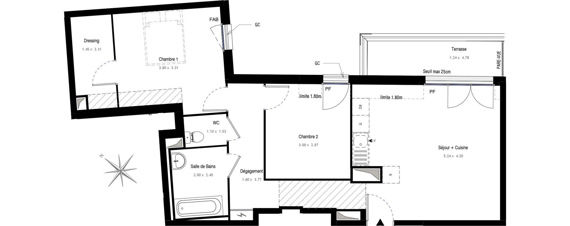 Appartement T3 de 65,40 m2 au Blanc-Mesnil Centre