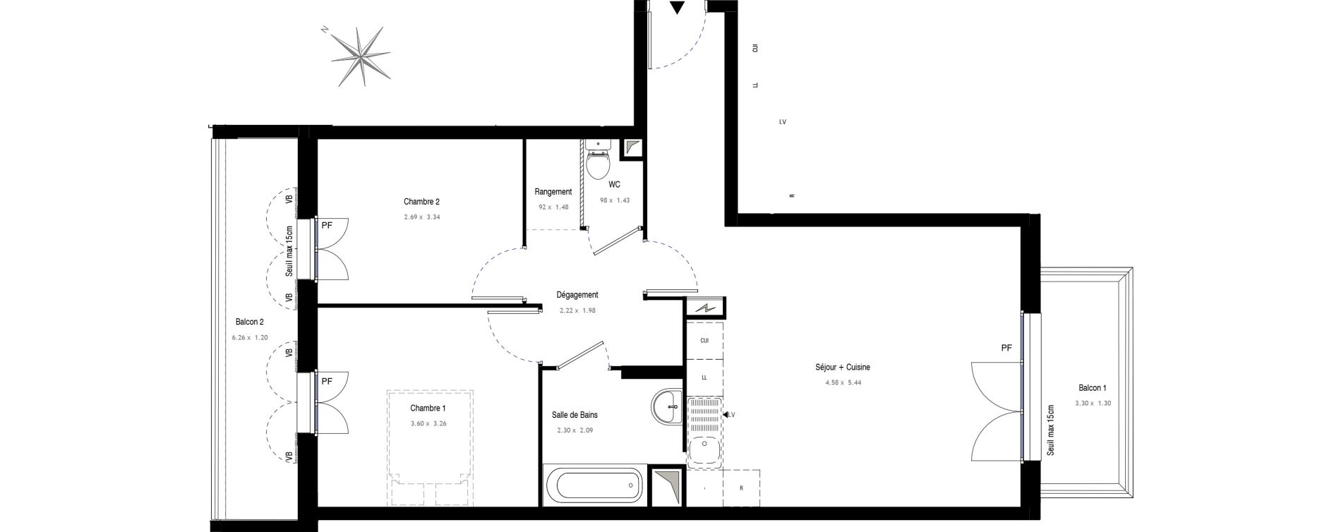 Appartement T3 de 62,46 m2 au Blanc-Mesnil Centre