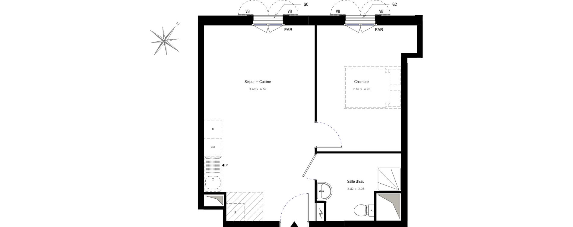 Appartement T2 de 40,89 m2 au Blanc-Mesnil Centre