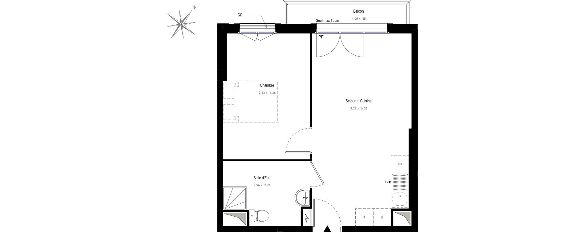 Appartement T2 de 39,58 m2 au Blanc-Mesnil Centre
