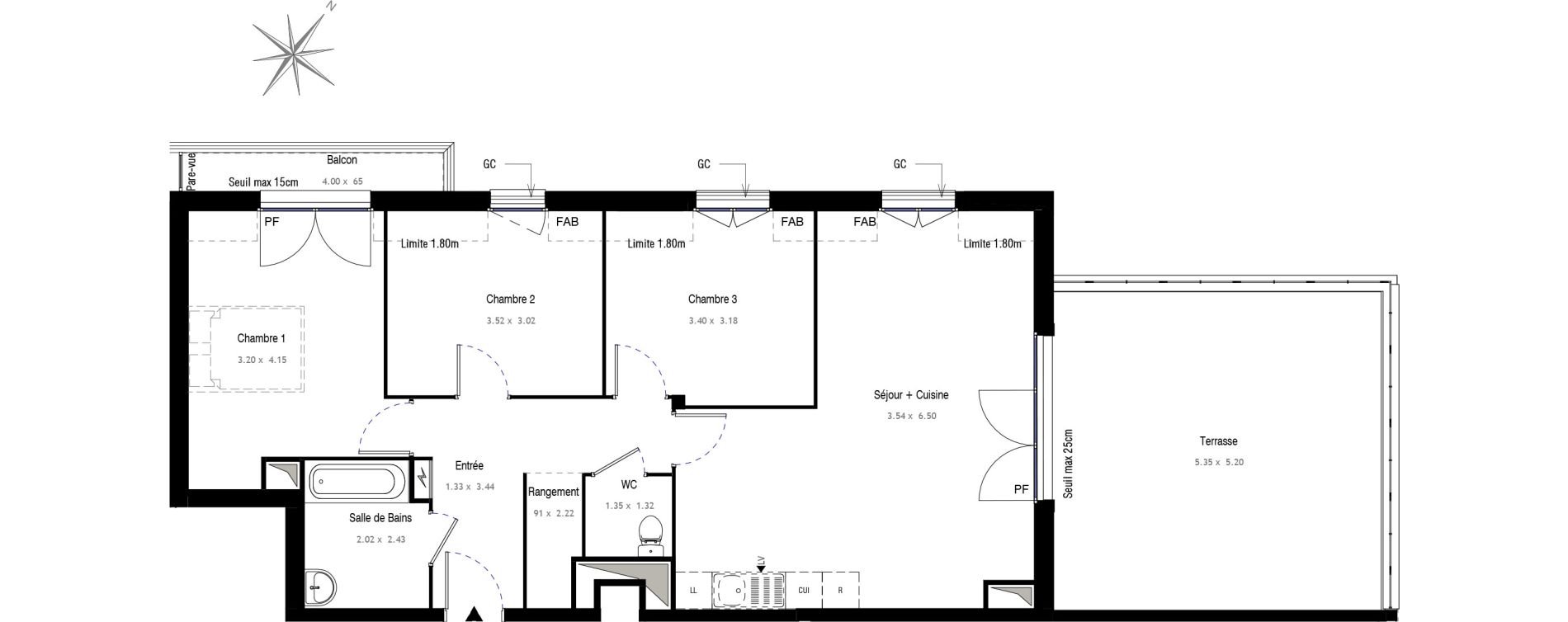 Appartement T4 de 73,04 m2 au Blanc-Mesnil Centre