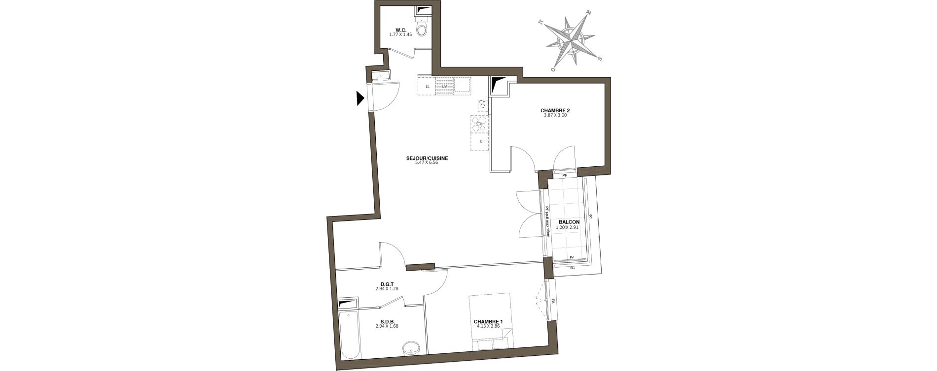 Appartement T3 de 67,95 m2 au Blanc-Mesnil Centre