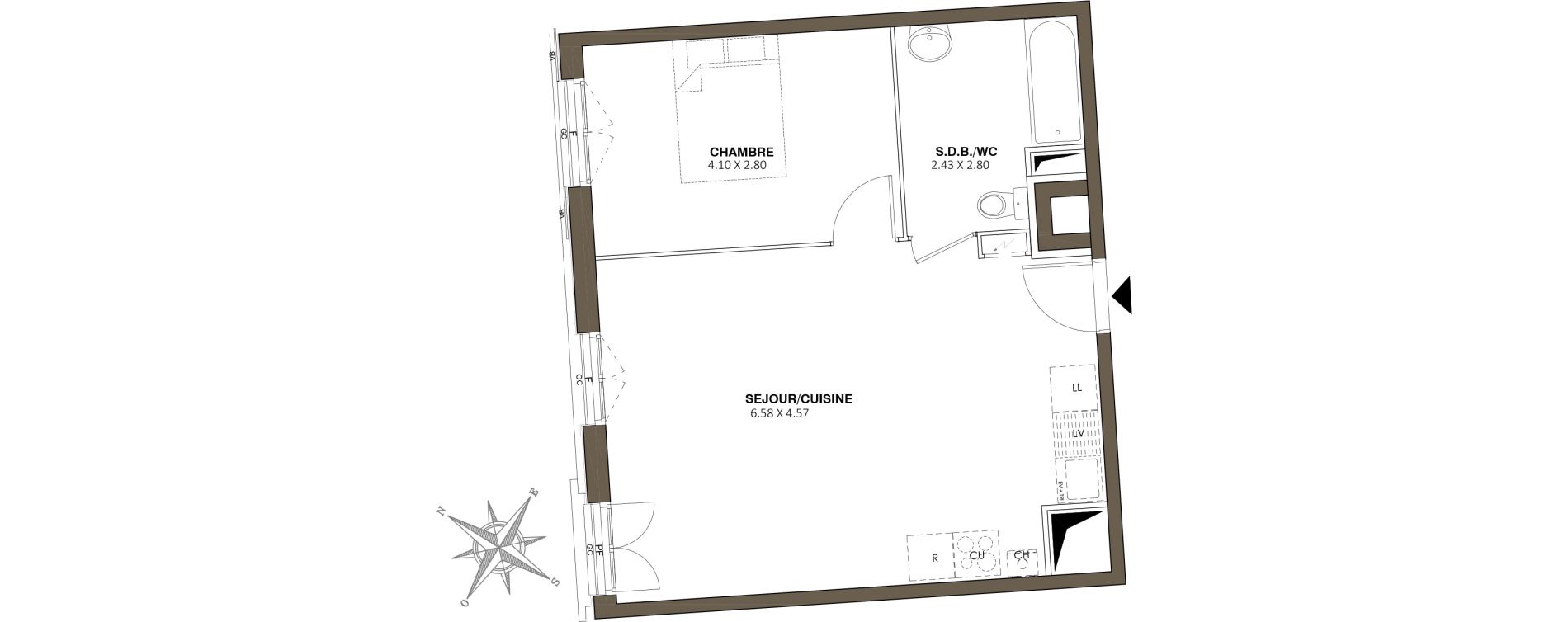 Appartement T2 de 46,15 m2 au Blanc-Mesnil Centre