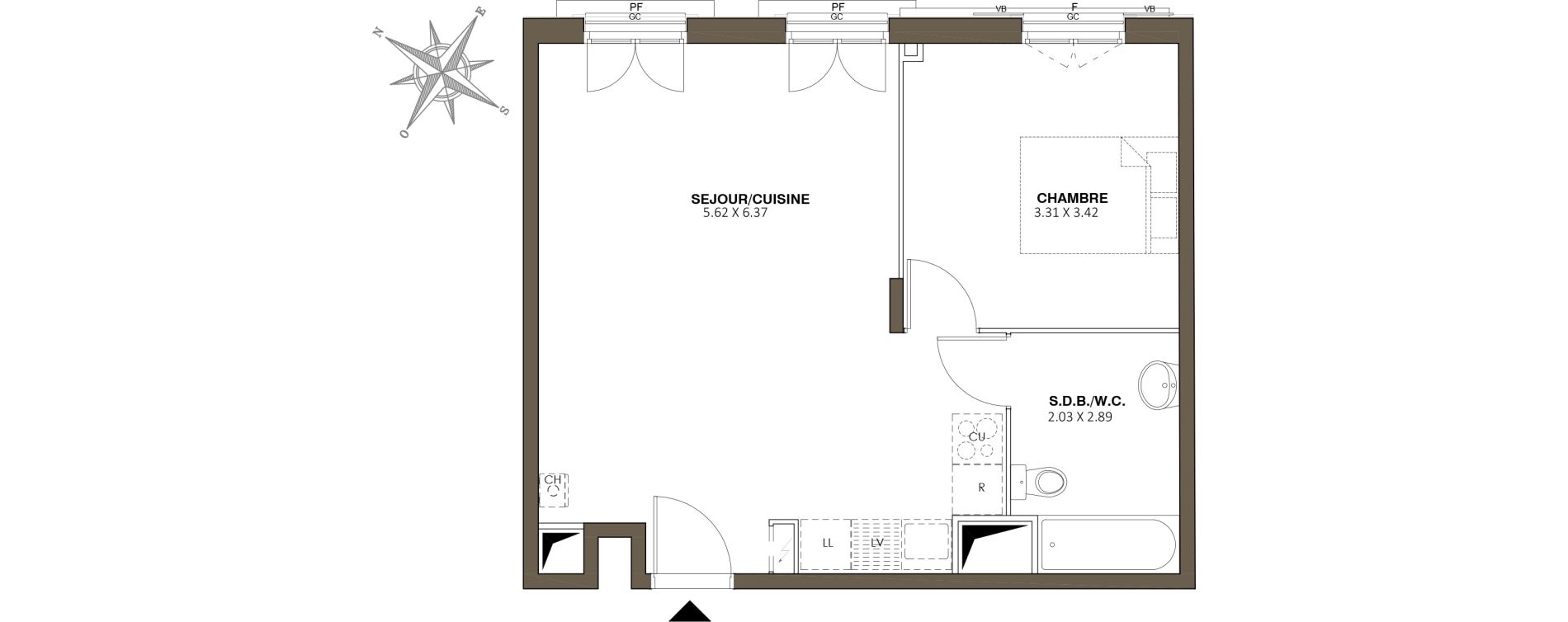 Appartement T2 de 46,75 m2 au Blanc-Mesnil Centre