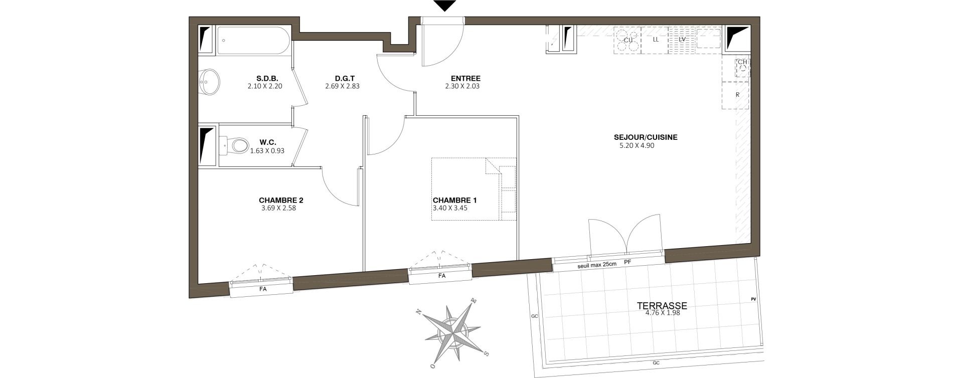 Appartement T3 de 62,55 m2 au Blanc-Mesnil Centre