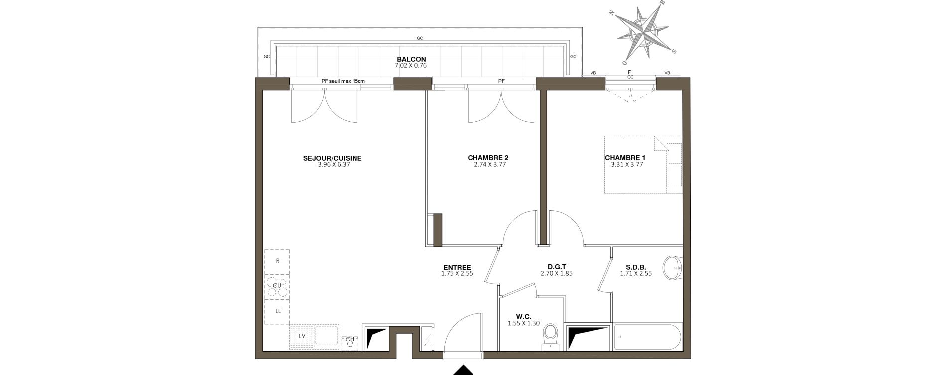 Appartement T3 de 61,50 m2 au Blanc-Mesnil Centre