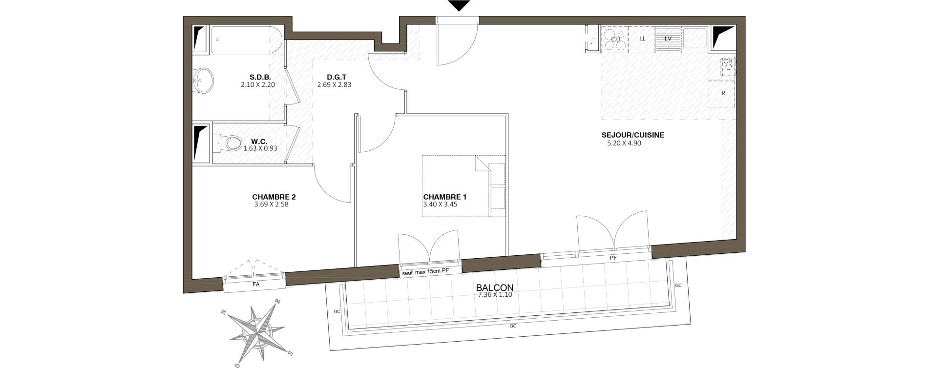 Appartement T3 de 62,75 m2 au Blanc-Mesnil Centre