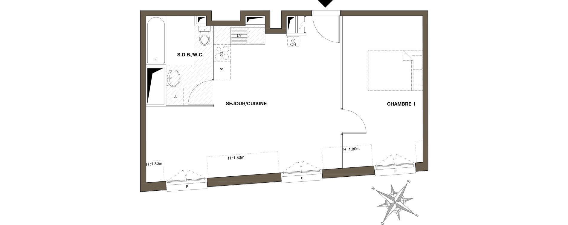 Appartement T2 de 45,60 m2 au Blanc-Mesnil Centre