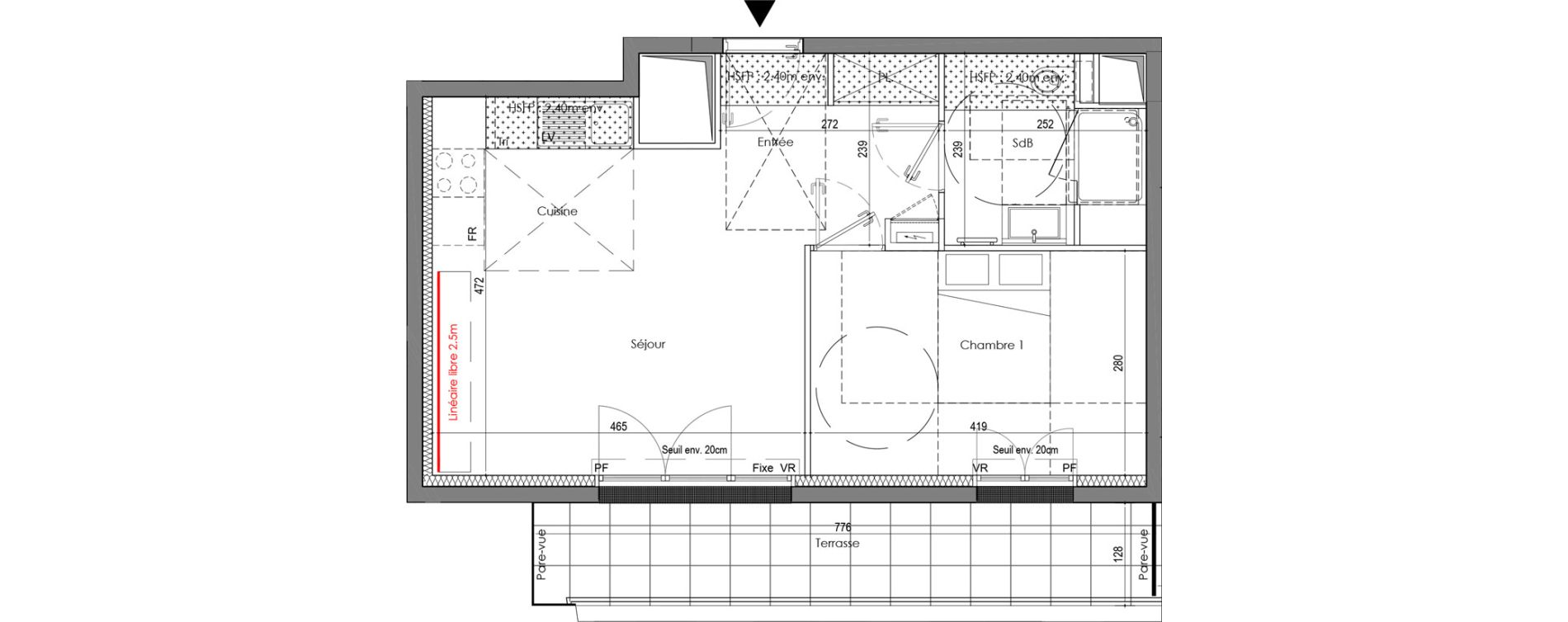 Appartement T2 de 42,65 m2 au Blanc-Mesnil Centre