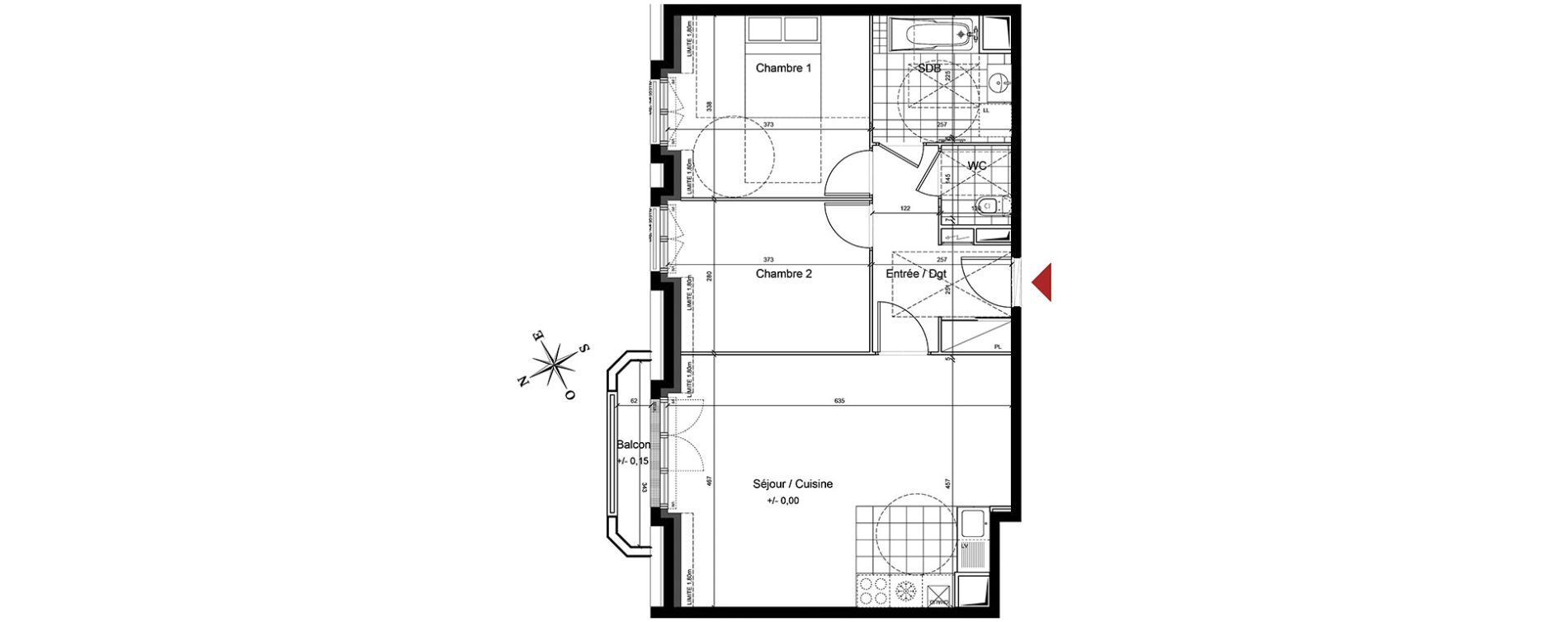 Appartement T3 de 63,51 m2 au Blanc-Mesnil Centre