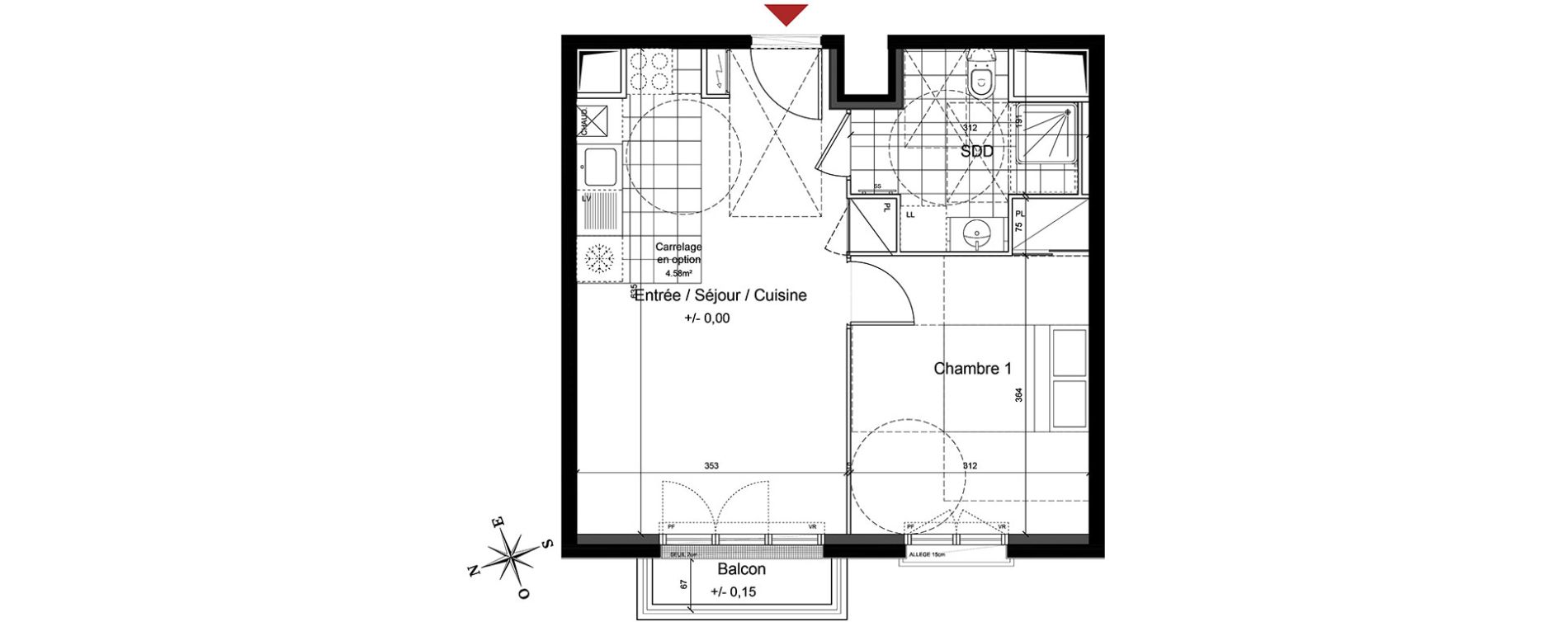 Appartement T2 de 39,68 m2 au Blanc-Mesnil Centre
