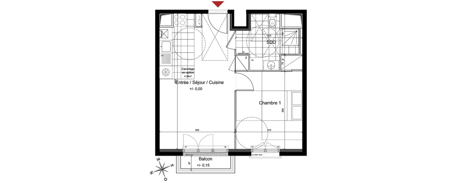 Appartement T2 de 39,68 m2 au Blanc-Mesnil Centre