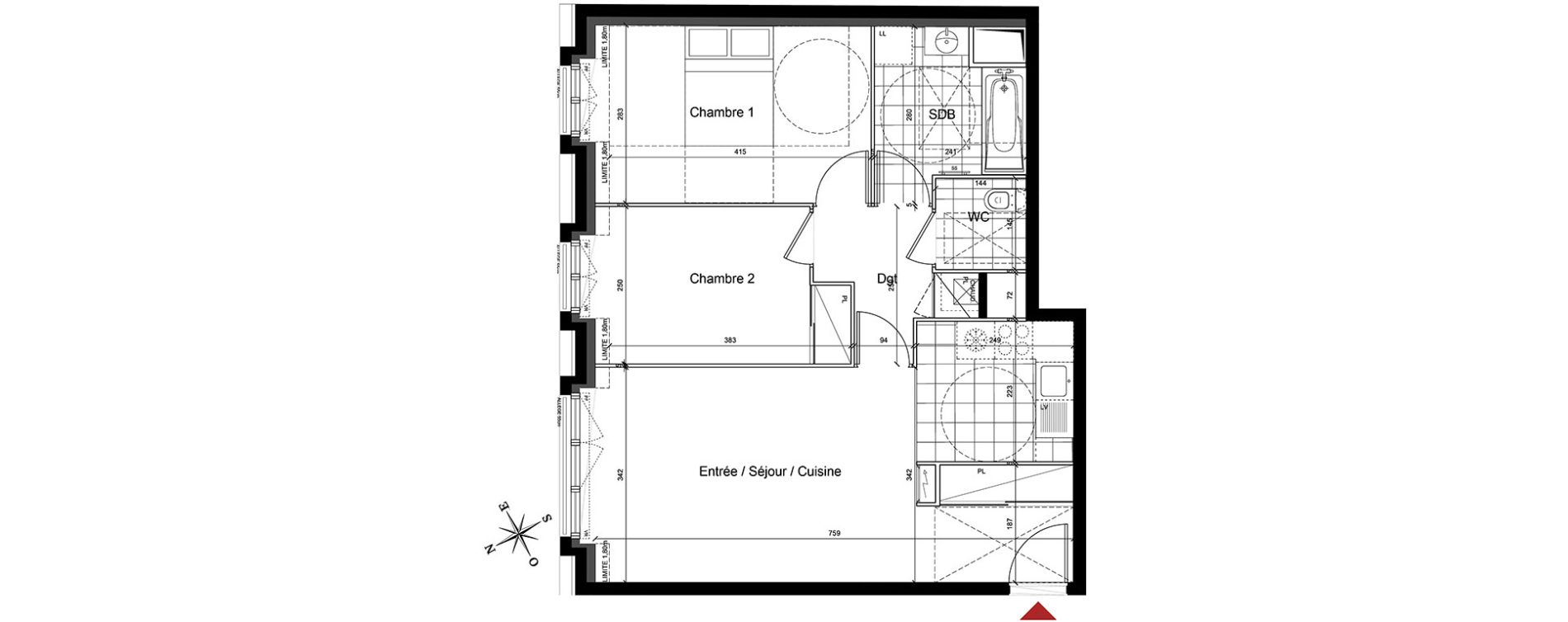Appartement T3 de 61,27 m2 au Blanc-Mesnil Centre