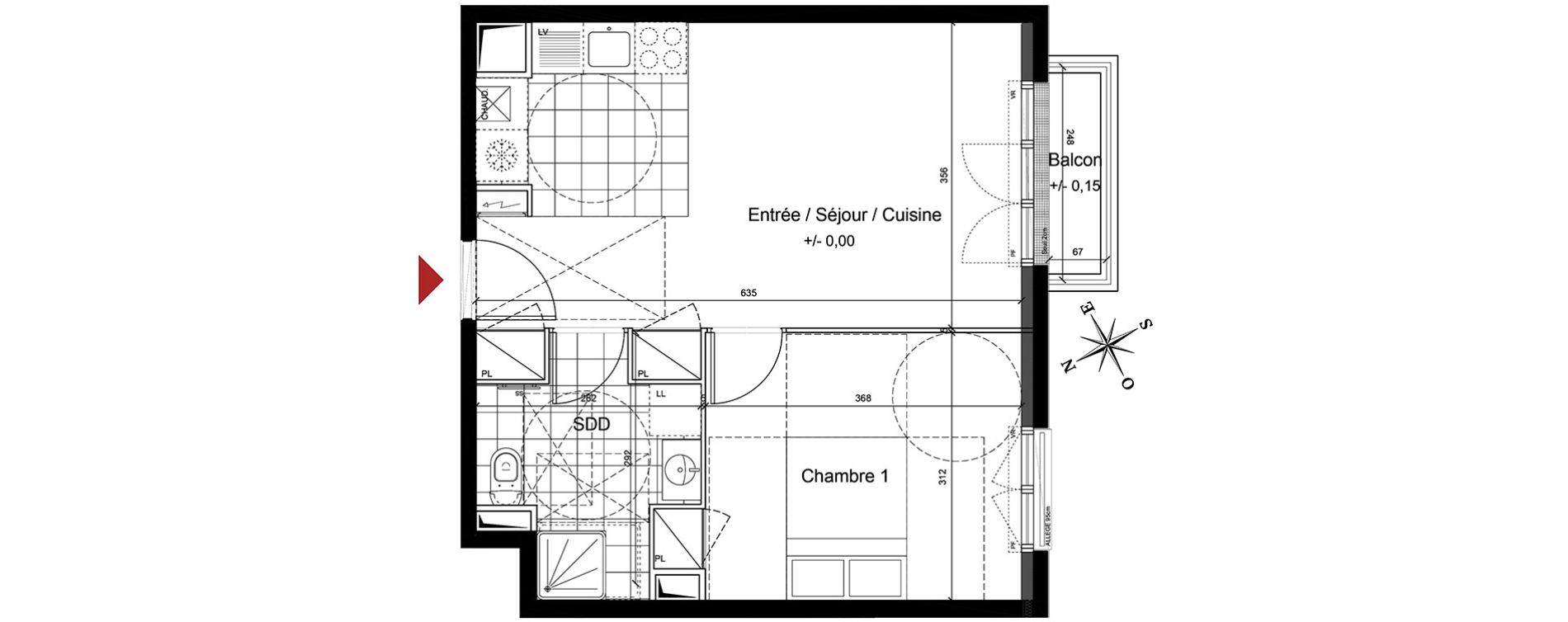 Appartement T2 de 40,50 m2 au Blanc-Mesnil Centre