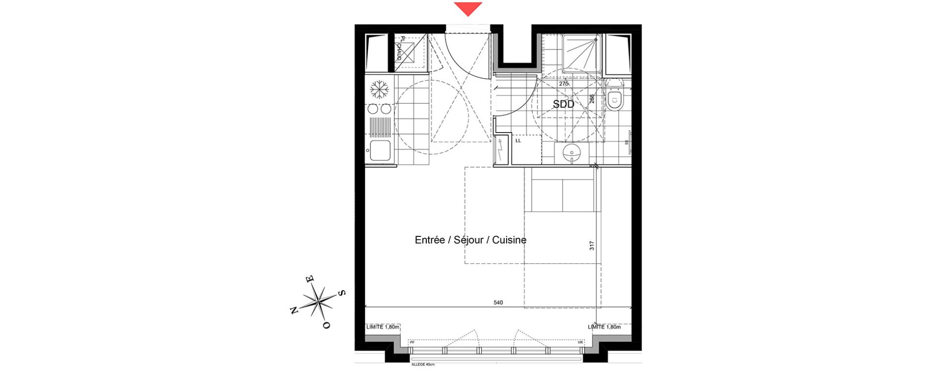 Appartement T1 de 31,24 m2 au Blanc-Mesnil Centre