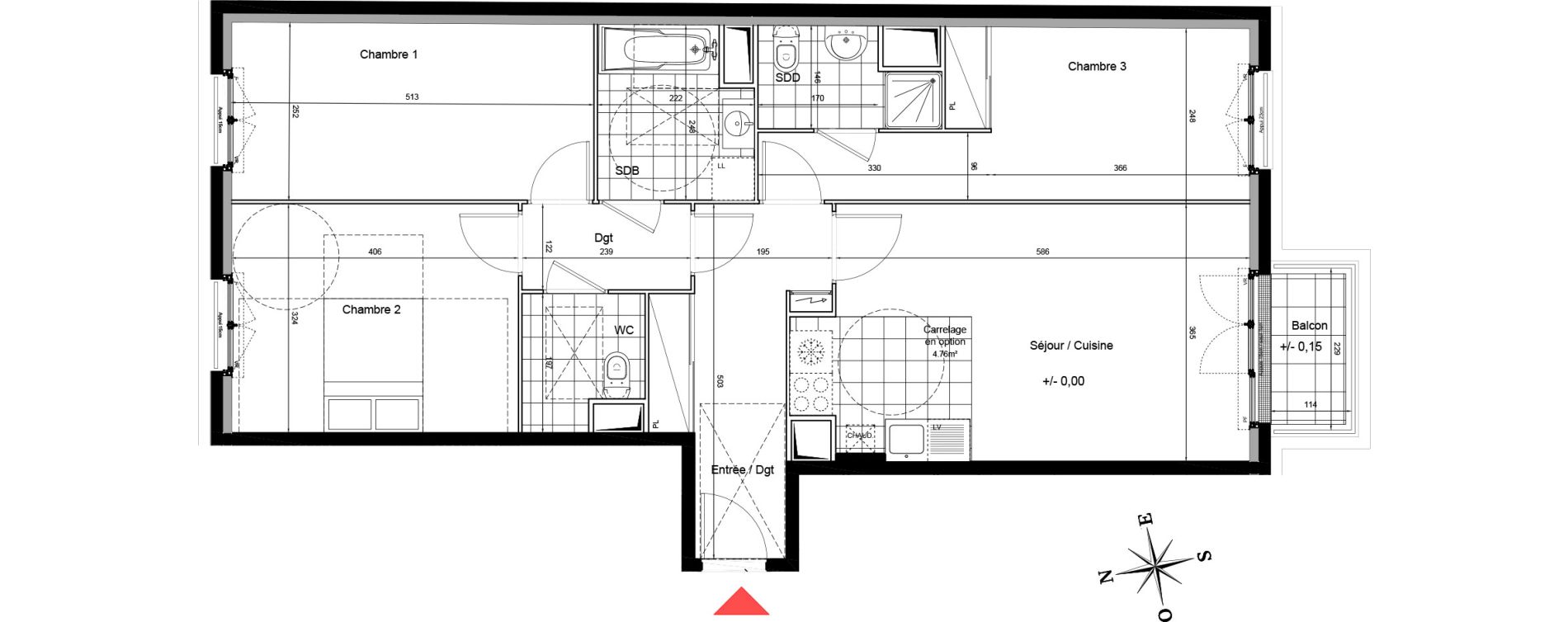 Appartement T4 de 84,13 m2 au Blanc-Mesnil Centre