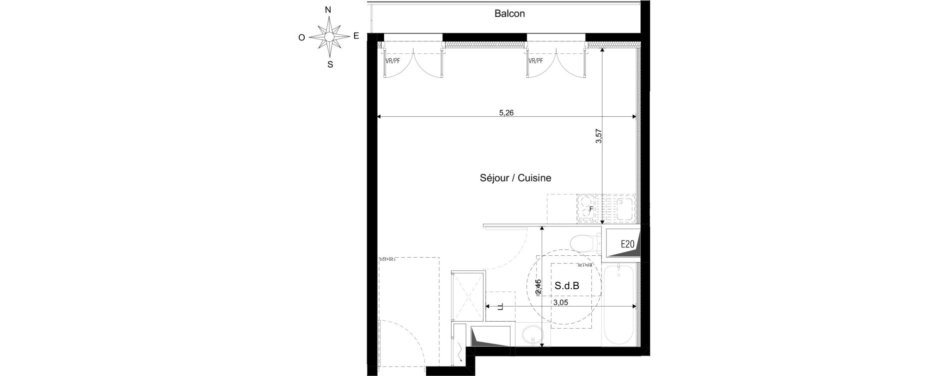 Appartement T1 de 30,87 m2 au Blanc-Mesnil Les tilleuls