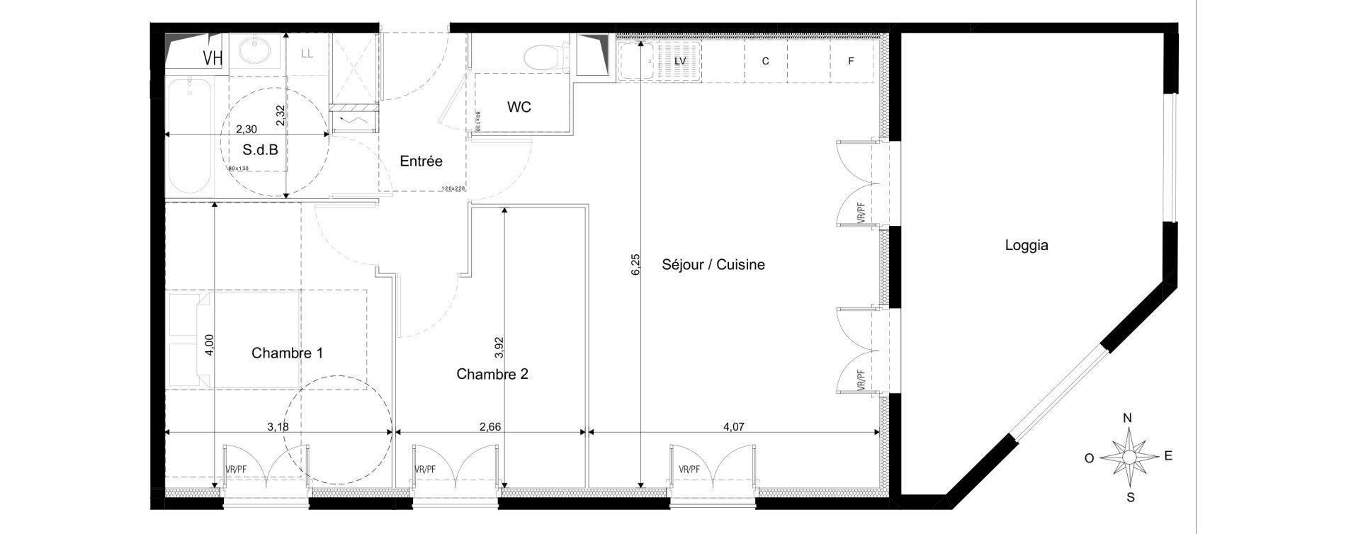 Appartement T3 de 60,68 m2 au Blanc-Mesnil Les tilleuls