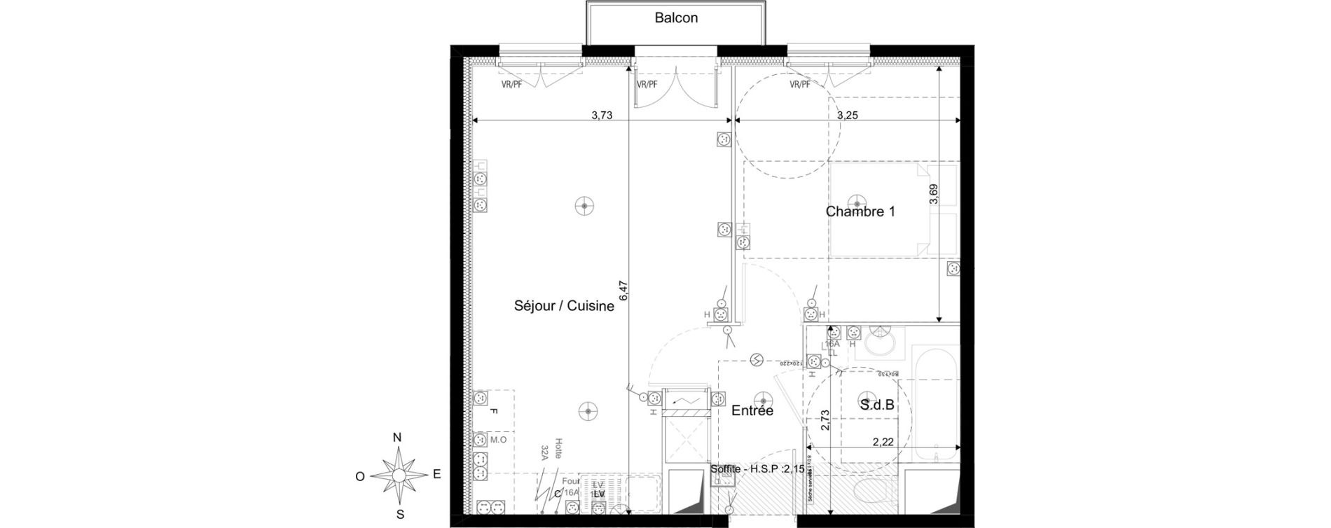 Appartement T2 de 43,25 m2 au Blanc-Mesnil Les tilleuls
