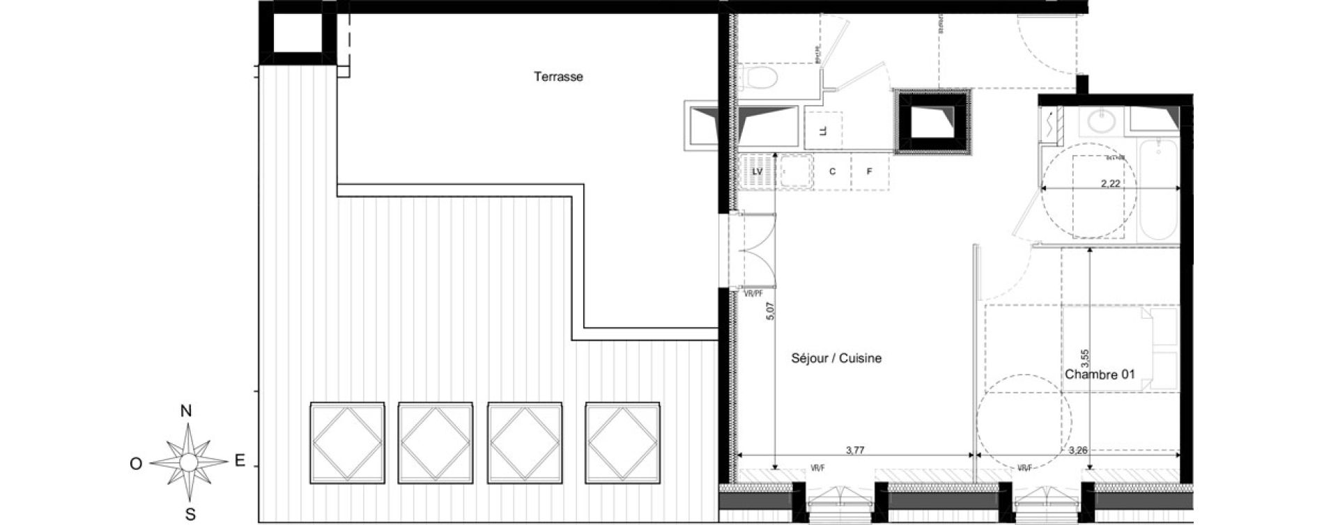 Appartement T2 de 46,61 m2 au Blanc-Mesnil Les tilleuls