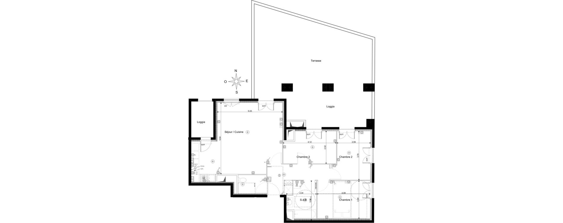 Appartement T4 de 81,70 m2 au Blanc-Mesnil Les tilleuls