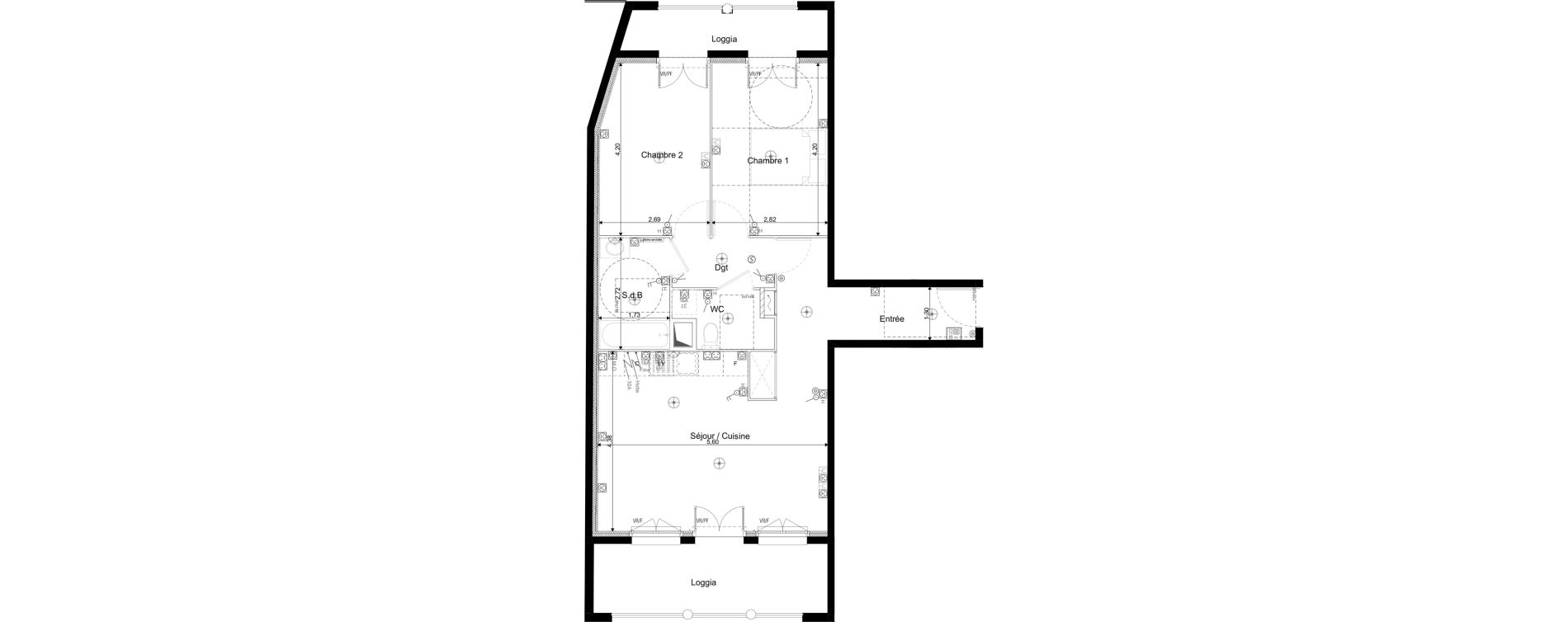 Appartement T3 de 65,65 m2 au Blanc-Mesnil Les tilleuls