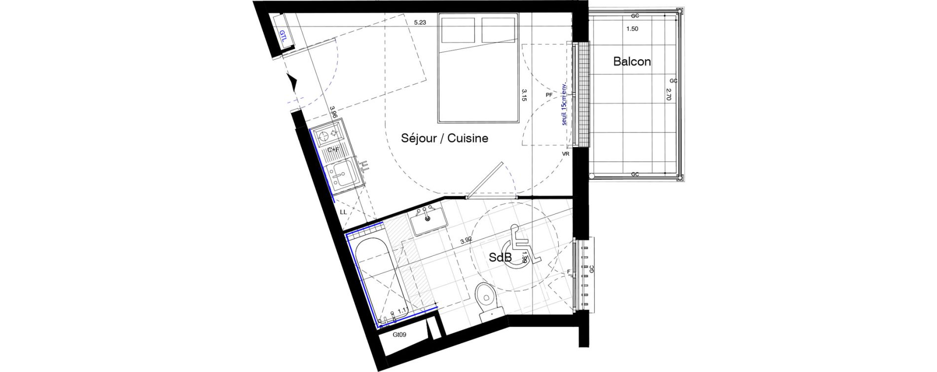 Studio de 22,65 m2 au Blanc-Mesnil Centre