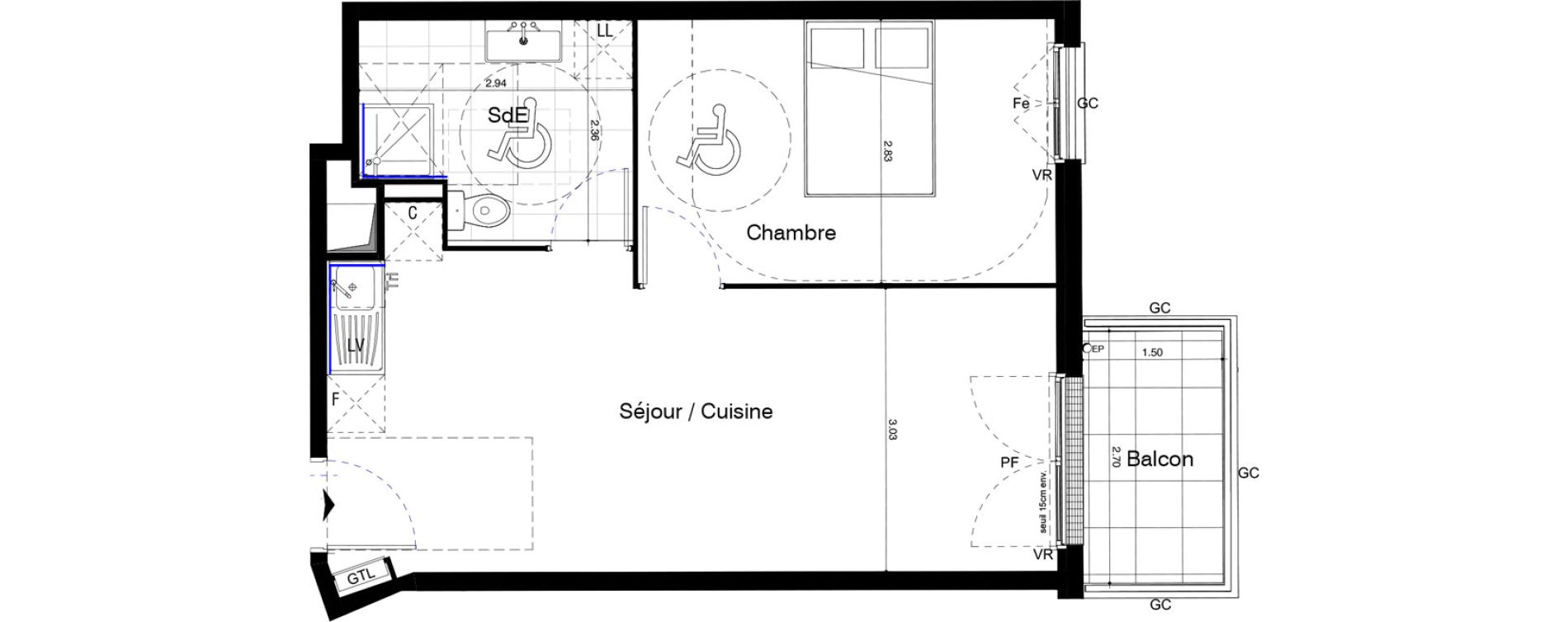 Appartement T2 de 44,53 m2 au Blanc-Mesnil Centre