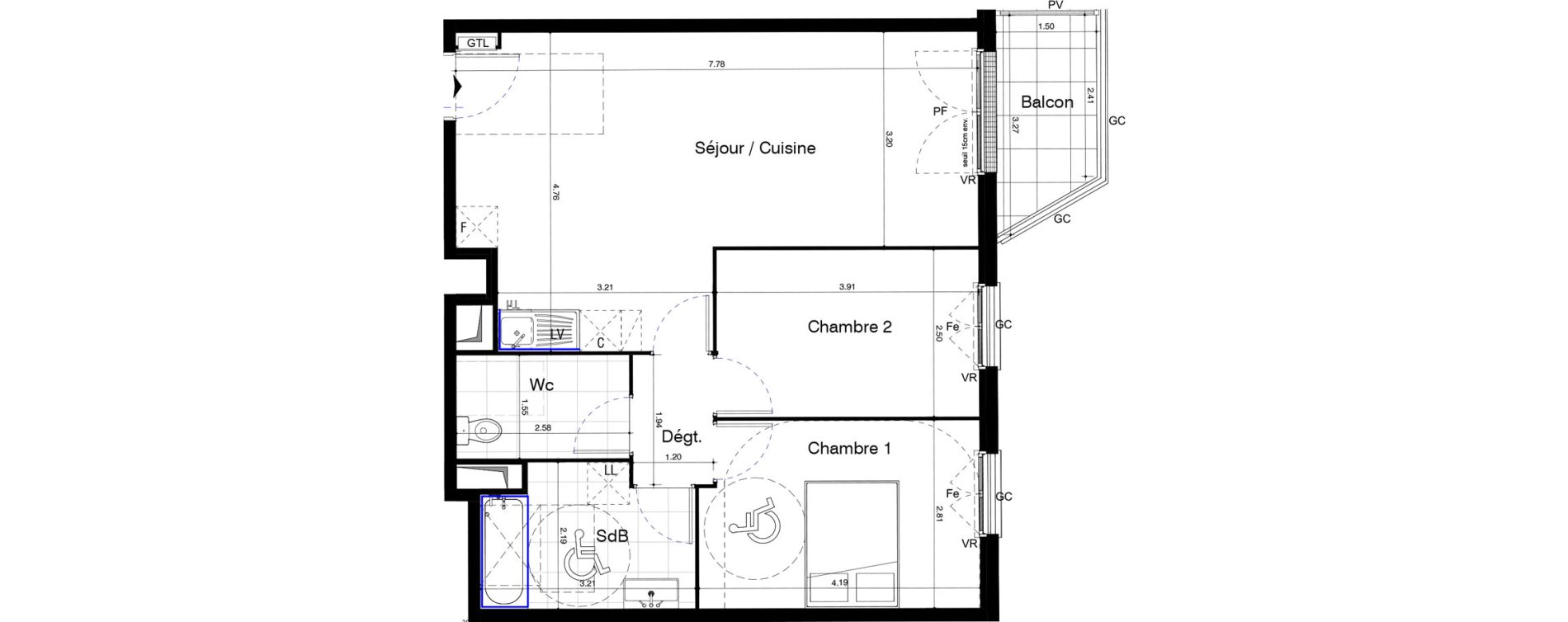 Appartement T3 de 63,78 m2 au Blanc-Mesnil Centre