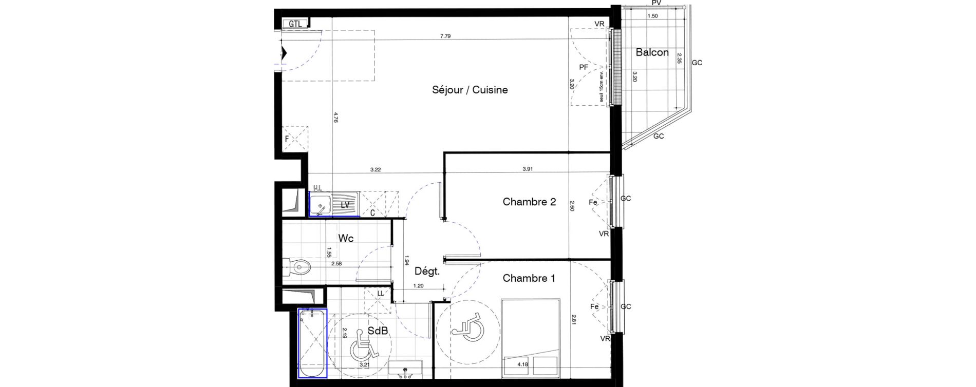 Appartement T3 de 63,78 m2 au Blanc-Mesnil Centre