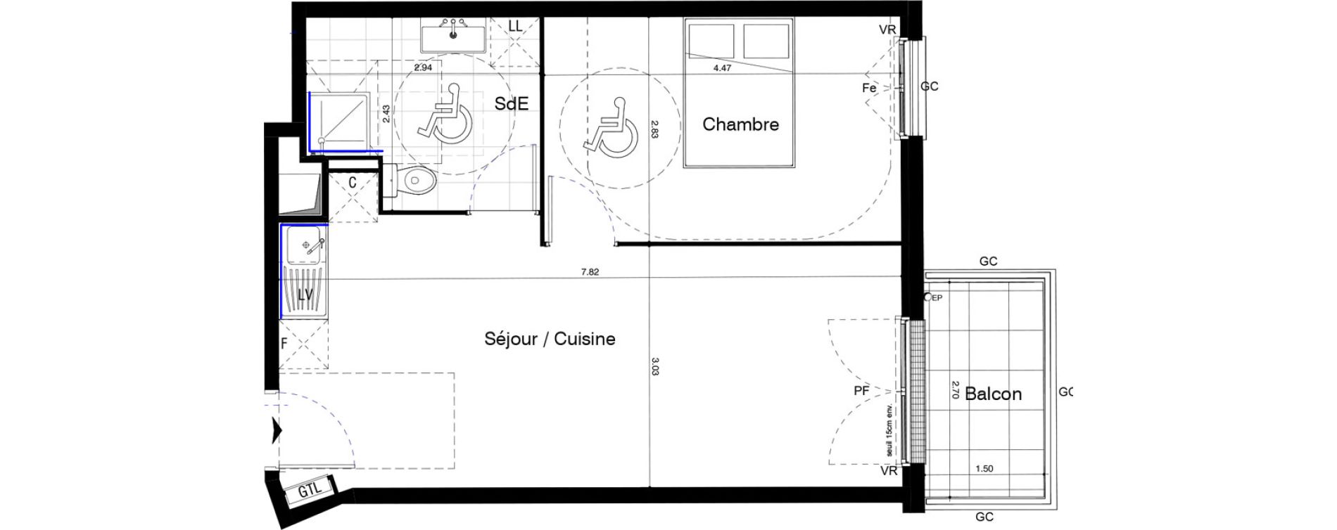 Appartement T2 de 44,55 m2 au Blanc-Mesnil Centre