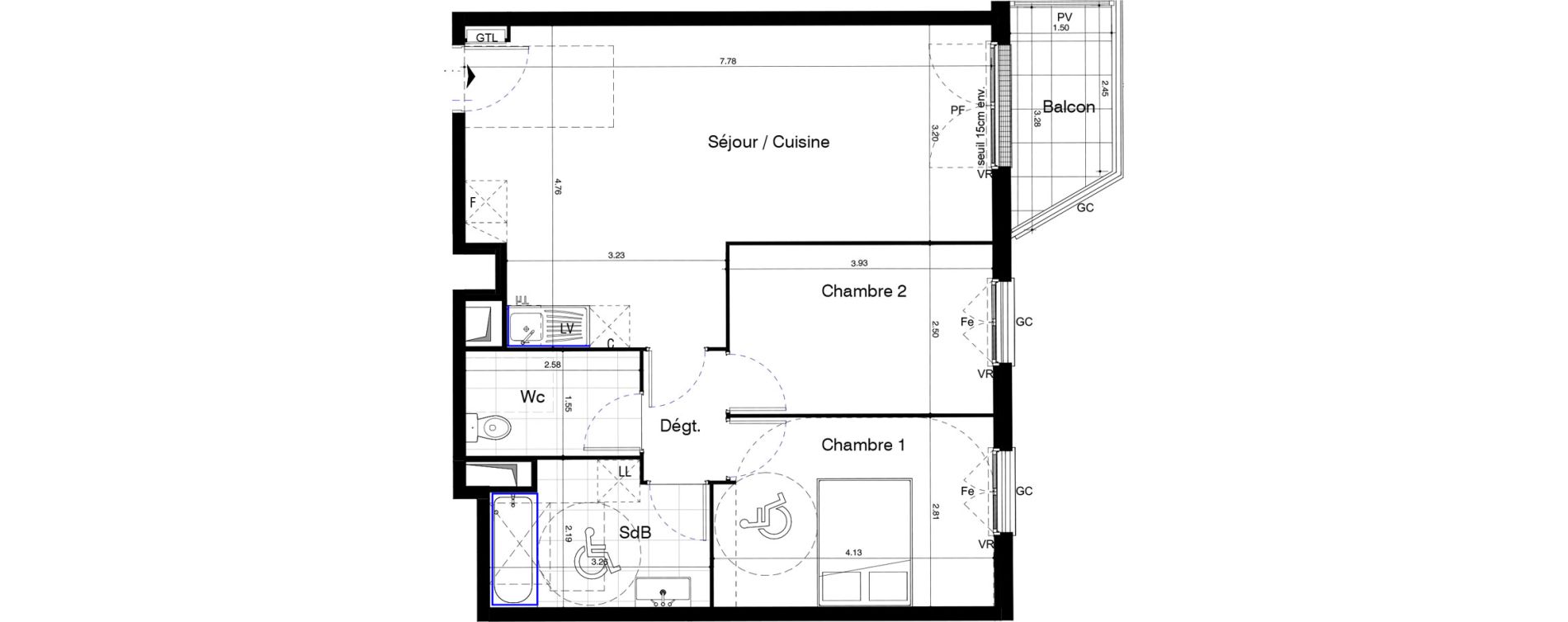 Appartement T3 de 63,78 m2 au Blanc-Mesnil Centre