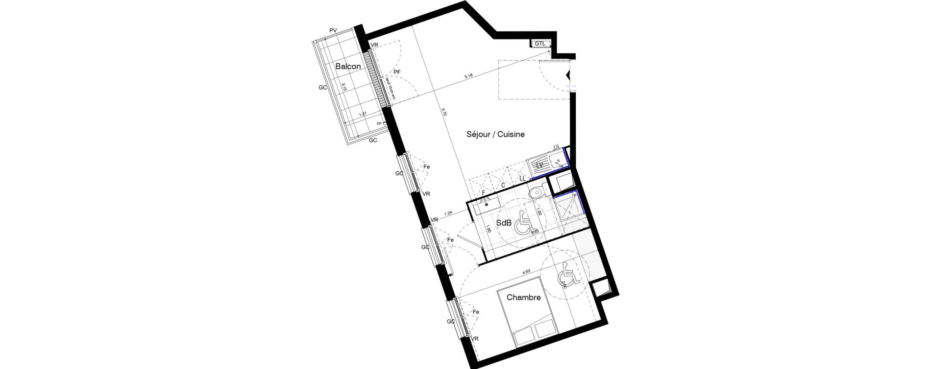 Appartement T2 de 47,45 m2 au Blanc-Mesnil Centre