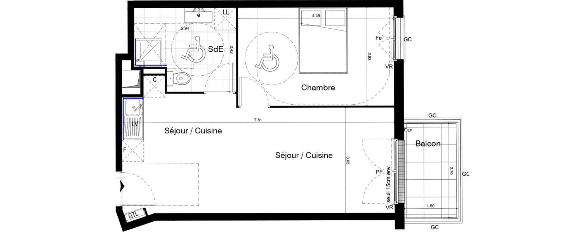 Appartement T2 de 44,51 m2 au Blanc-Mesnil Centre