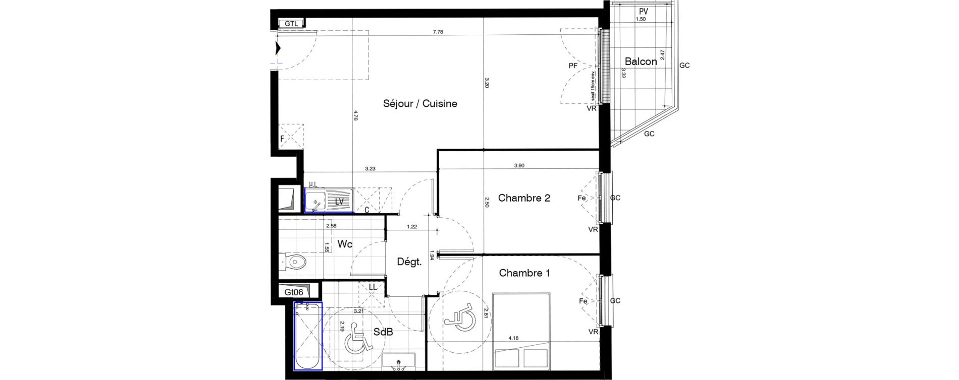 Appartement T3 de 63,78 m2 au Blanc-Mesnil Centre