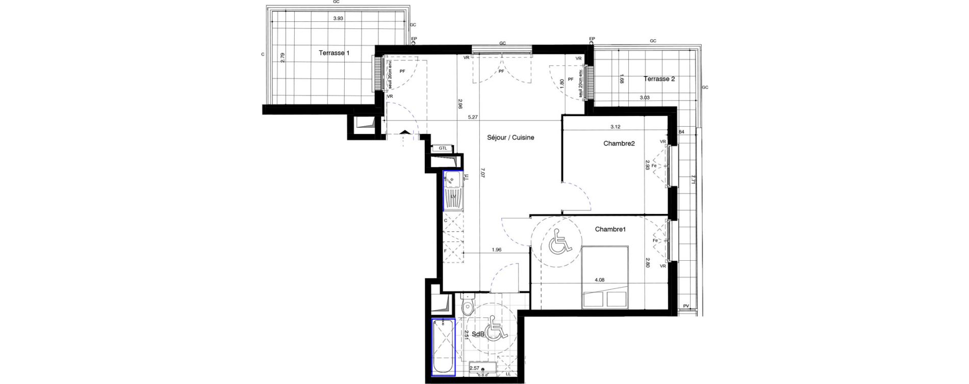 Appartement T3 de 54,80 m2 au Blanc-Mesnil Centre