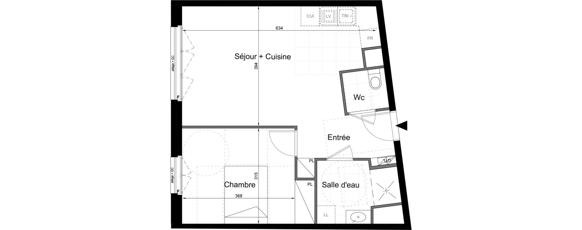 Appartement T2 de 46,40 m2 au Blanc-Mesnil Avenue du 8 mai