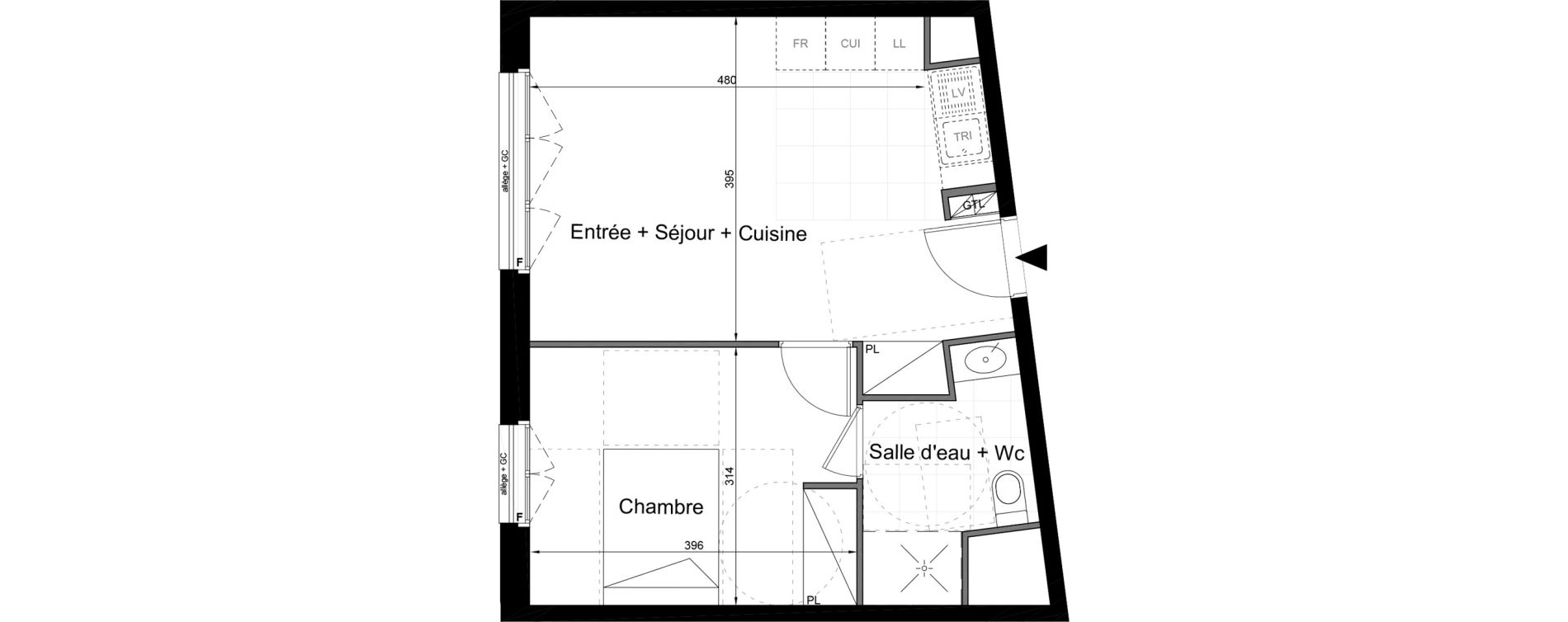 Appartement T2 de 39,70 m2 au Blanc-Mesnil Avenue du 8 mai