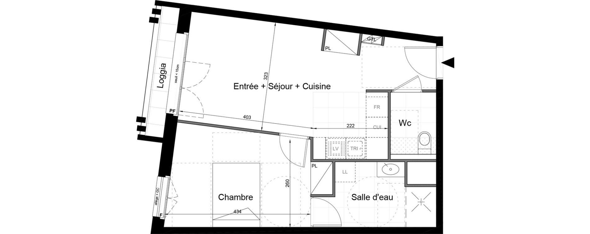 Appartement T2 de 43,30 m2 au Blanc-Mesnil Avenue du 8 mai