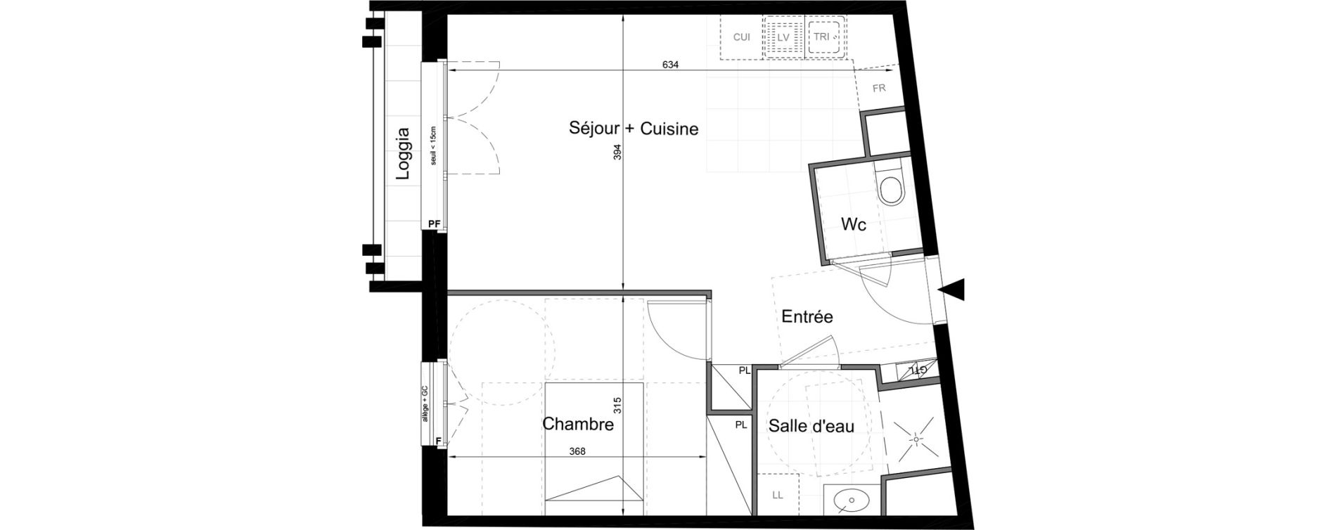 Appartement T2 de 46,40 m2 au Blanc-Mesnil Avenue du 8 mai