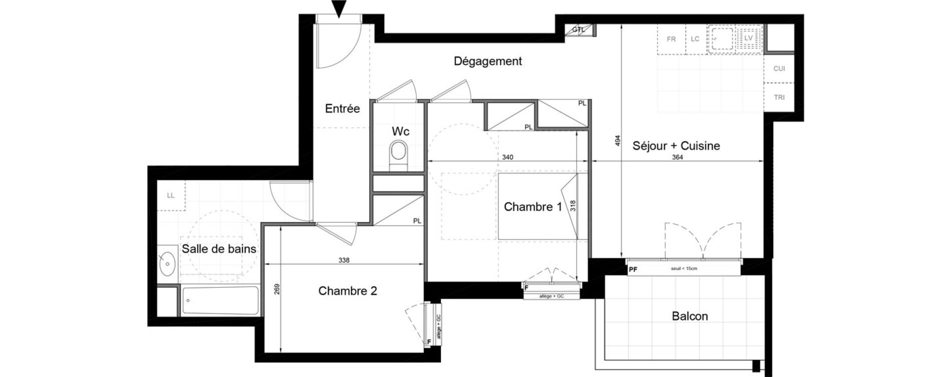 Appartement T3 de 60,80 m2 au Blanc-Mesnil Avenue du 8 mai