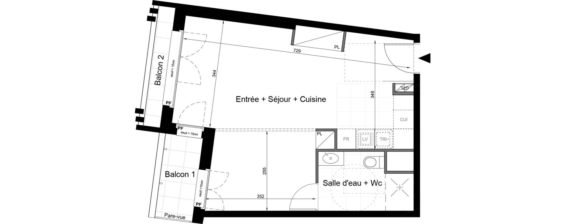 Appartement T1 de 39,80 m2 au Blanc-Mesnil Avenue du 8 mai